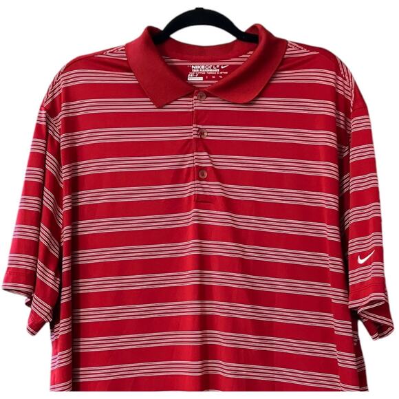 Nike Golf Tour Performance Men's Red/Wht Striped Short Sleeve Polo Casual SZ XXL - Picture 3 of 8